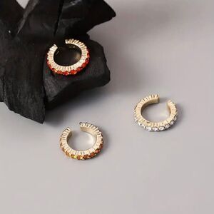 Set of 3 colorful Cuff earrings For women without perforation, Rhinestone